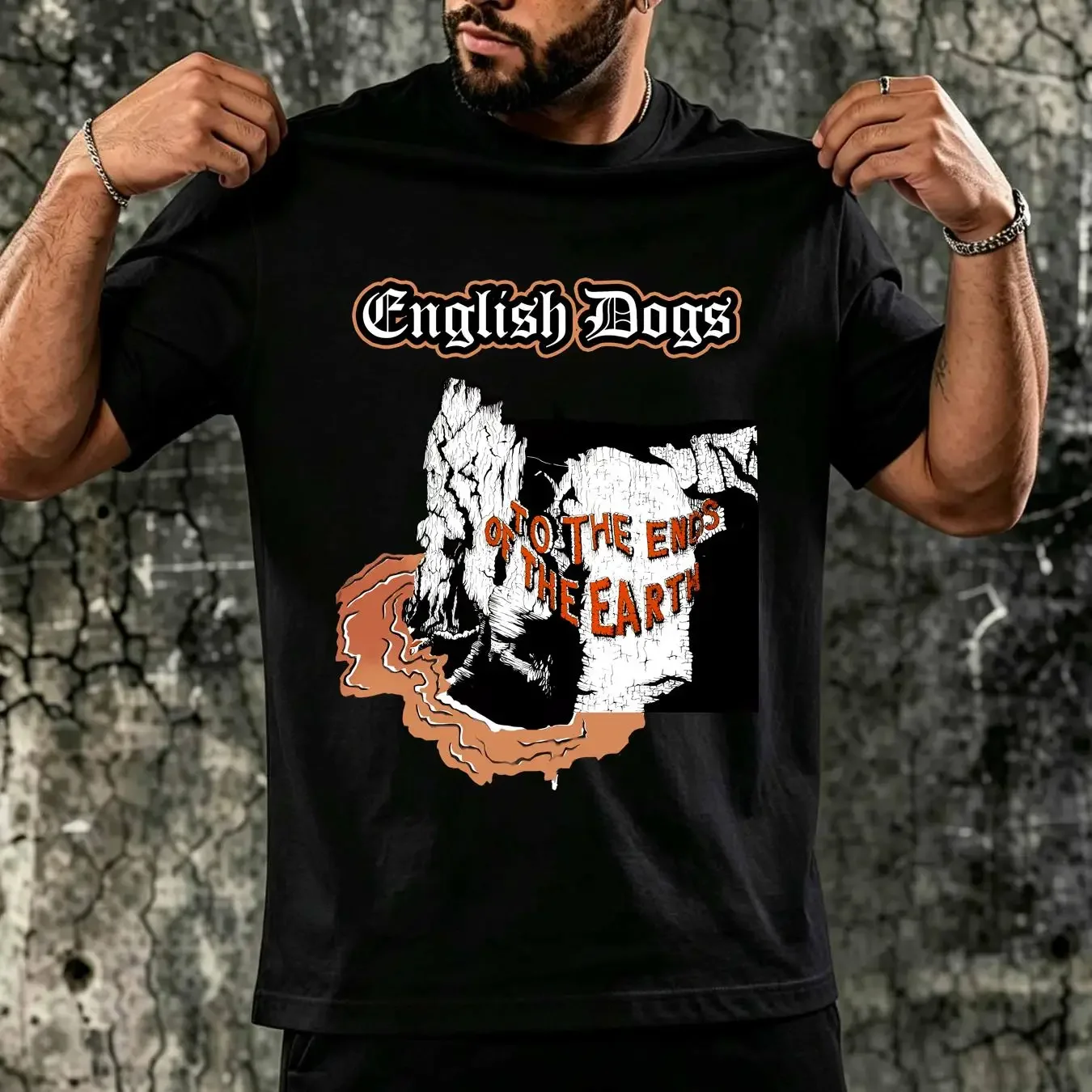 washed T Shirt VINTAGE 80s 1984 ENGLISH DOGS PUNK ROCK HARDCORE TOUR CONCERT PROMO GBH vintage Washed Versatile Stretched
