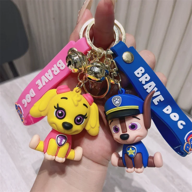 Paw Patrol Keychain Anime Figures Chase Patrol Canine PVC Silicone Doll Key Chain Cartoon Backpack Pendant Kids Birthday Gift