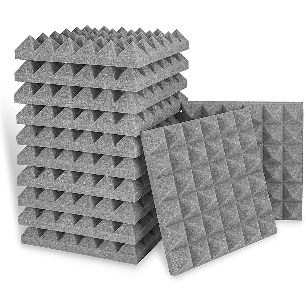 New 12 Pcs Acoustic Foam Pyramid Flame-Retardant Sound-Absorbing Sponge Sound Insulation Cotton For Recording Studios Office