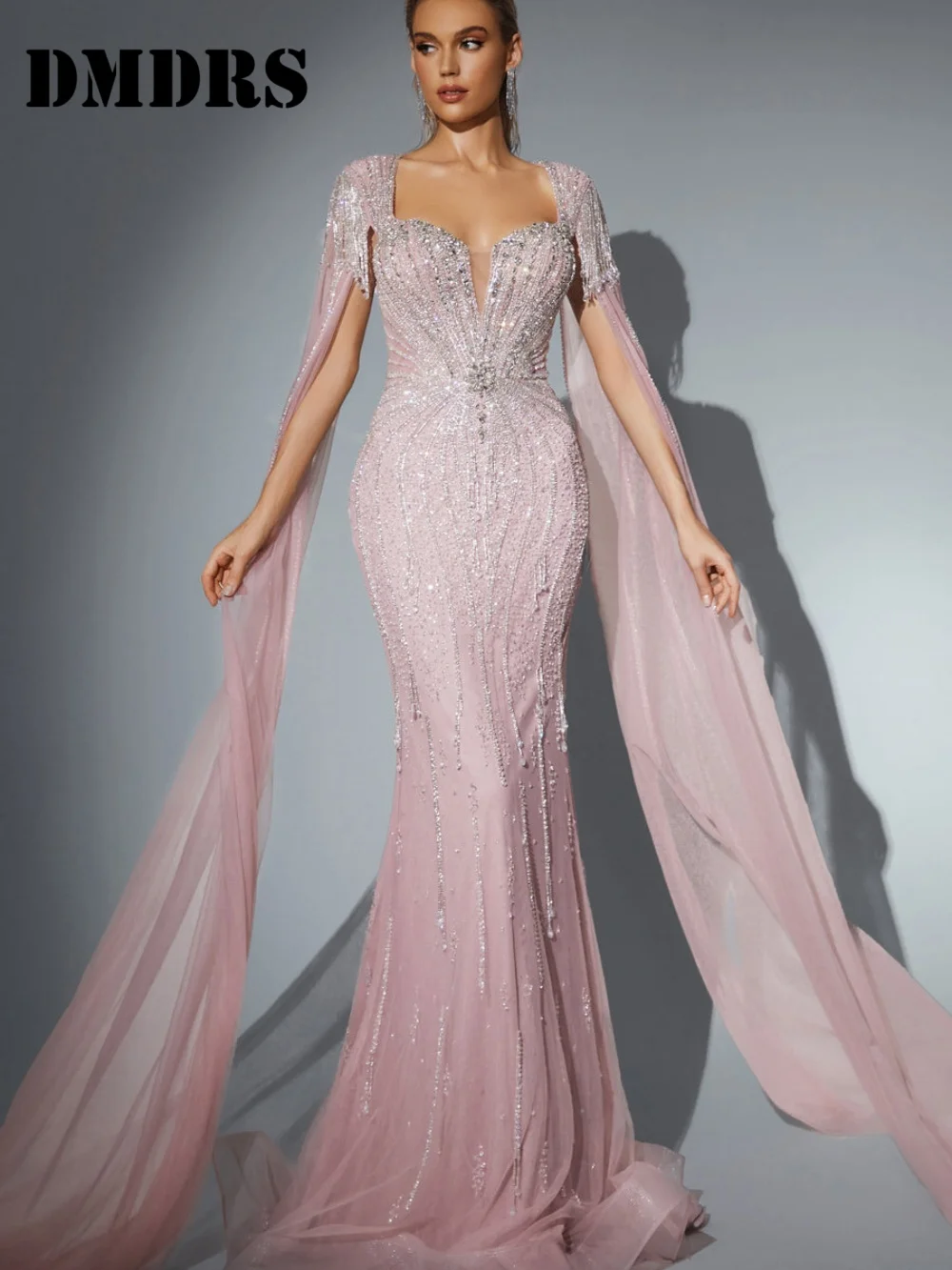 

Charming Cape Evening Dress 2025 Vintage Crystal Beaded Party Gown Modest A-line Floor Length Party Dresses فساتين سهر