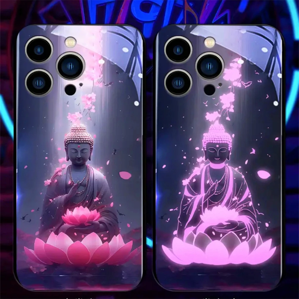 Buddhaland Gleams Design Schallgesteuerte LED-Blitzhüllen Leuchtende Glasabdeckung für Samsung S26 S25 S24 S23 S22 S21 FE Plus Ultra – Detail 35