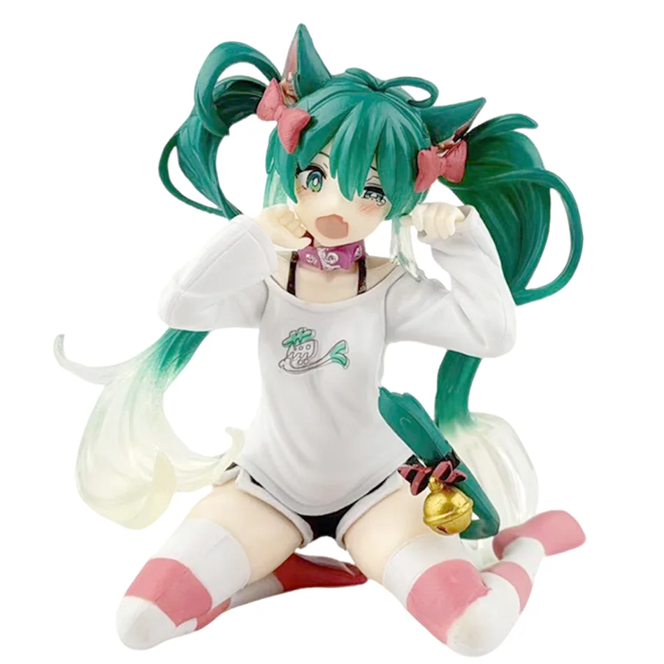 Animation Anime Hatsune Miku X Cinnamoroll Puppe Figur Hatsune Miku Katze Ohr Hatsune Miku Niedliches handgefertigtes PVC-Modell Kawaii Geschenk