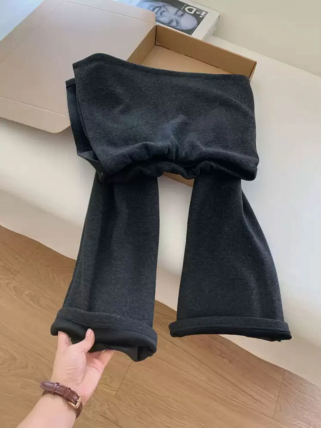 Pantalones Casuales de Pierna Recta con Forro Interior, Pantalones Largos Holgados para Mujer, Pantalones de Pierna Ancha con Falda, Cómodos y Elegantes