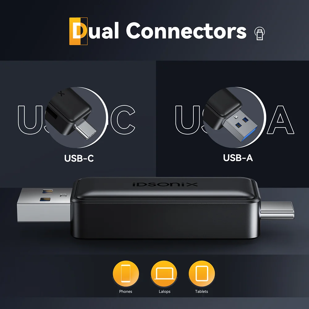 Idsonix Kartenleser USB C USB A & USB 3,0 zu SD/TF Kartenleser Adapter Unterstützung SD Micro SD 2TB Speicher karten gerät für PC Laptop