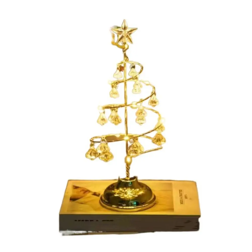 

Golden Crystal Christmas Spiral Tree Light Colorful Metal Stand Christmas Tree Lamp Warm White Light S/M/L