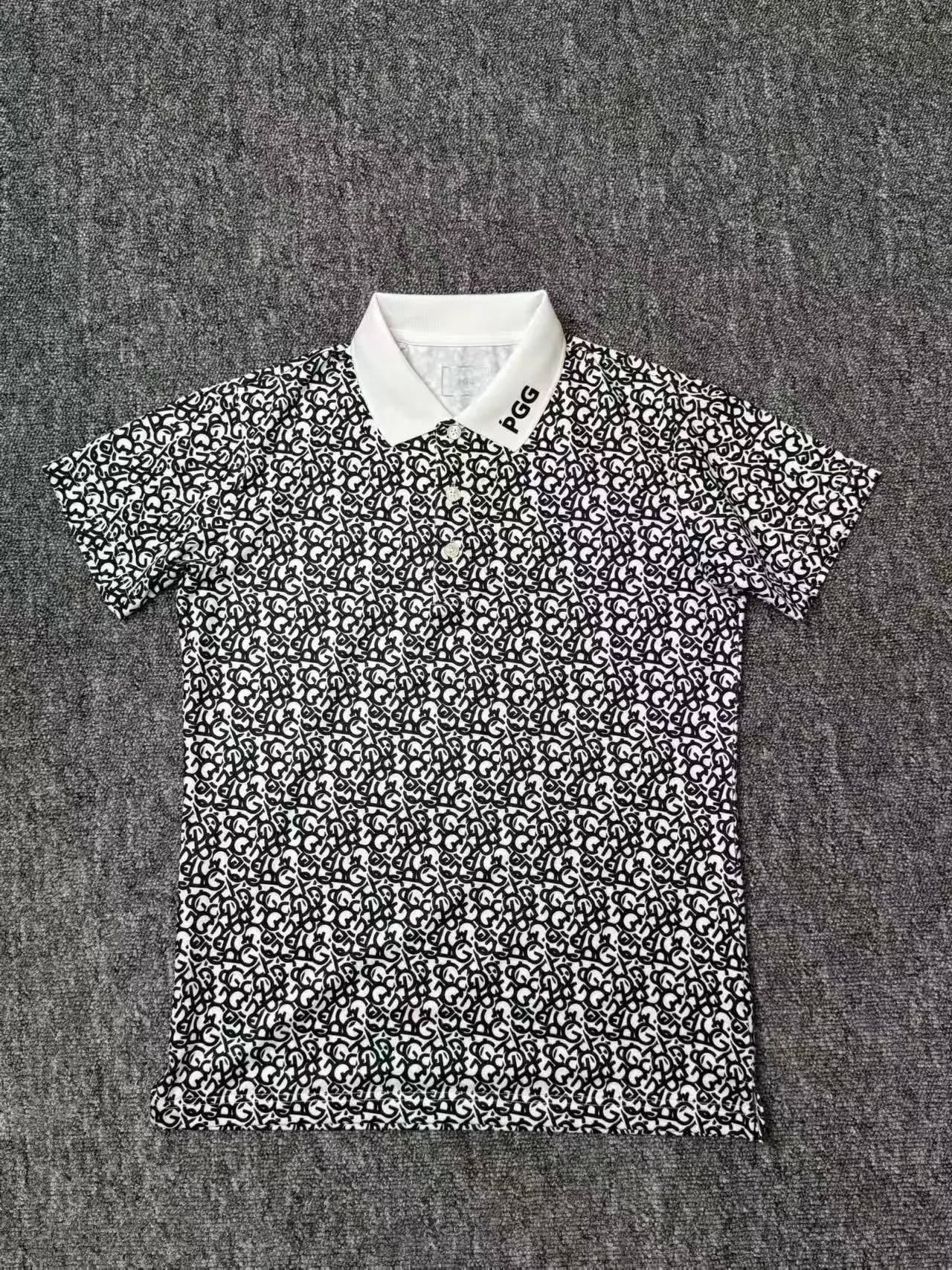Pearlygates PG men's and women's contrasting collar full print short sleeved golf lapel shirt slim fit easy to match gift - view 3