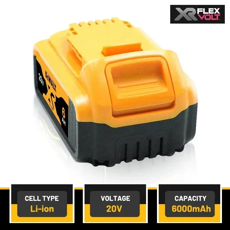100%original DEWALT Flexvolt Cordless Power Tool Battery 20V 6.0Ah Max Compatible with DCB606 DCB182 DCB205 DCB206 👍