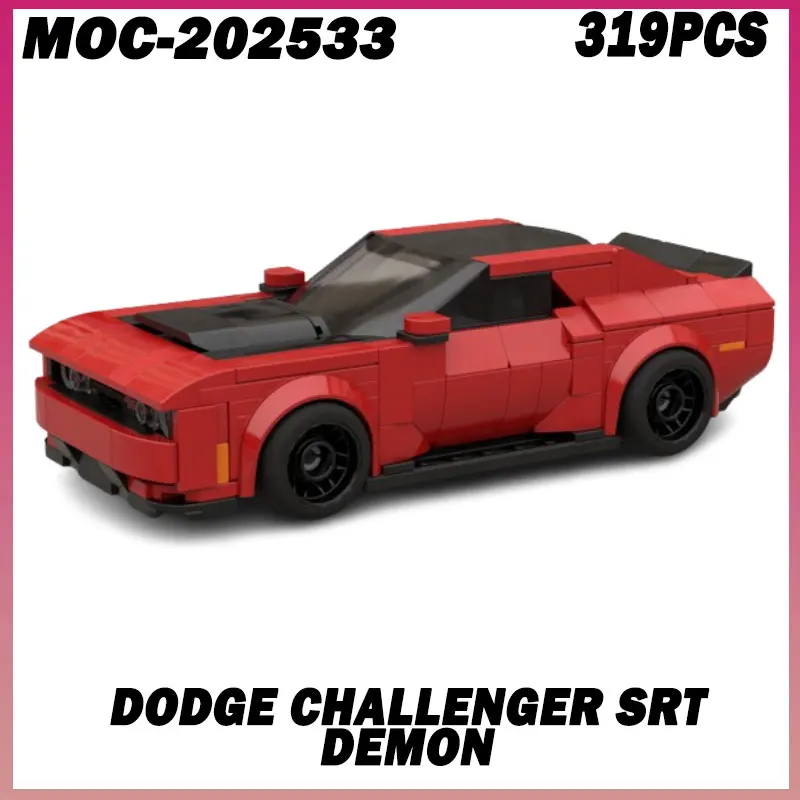 

319шт MOC- 202533 Автомобильная серия Dodge Challenger SRT, модель автомобиля демона, совместимая с строительными блоками, кирпичи, игрушки «сделай сам» для мальчиков, подарки