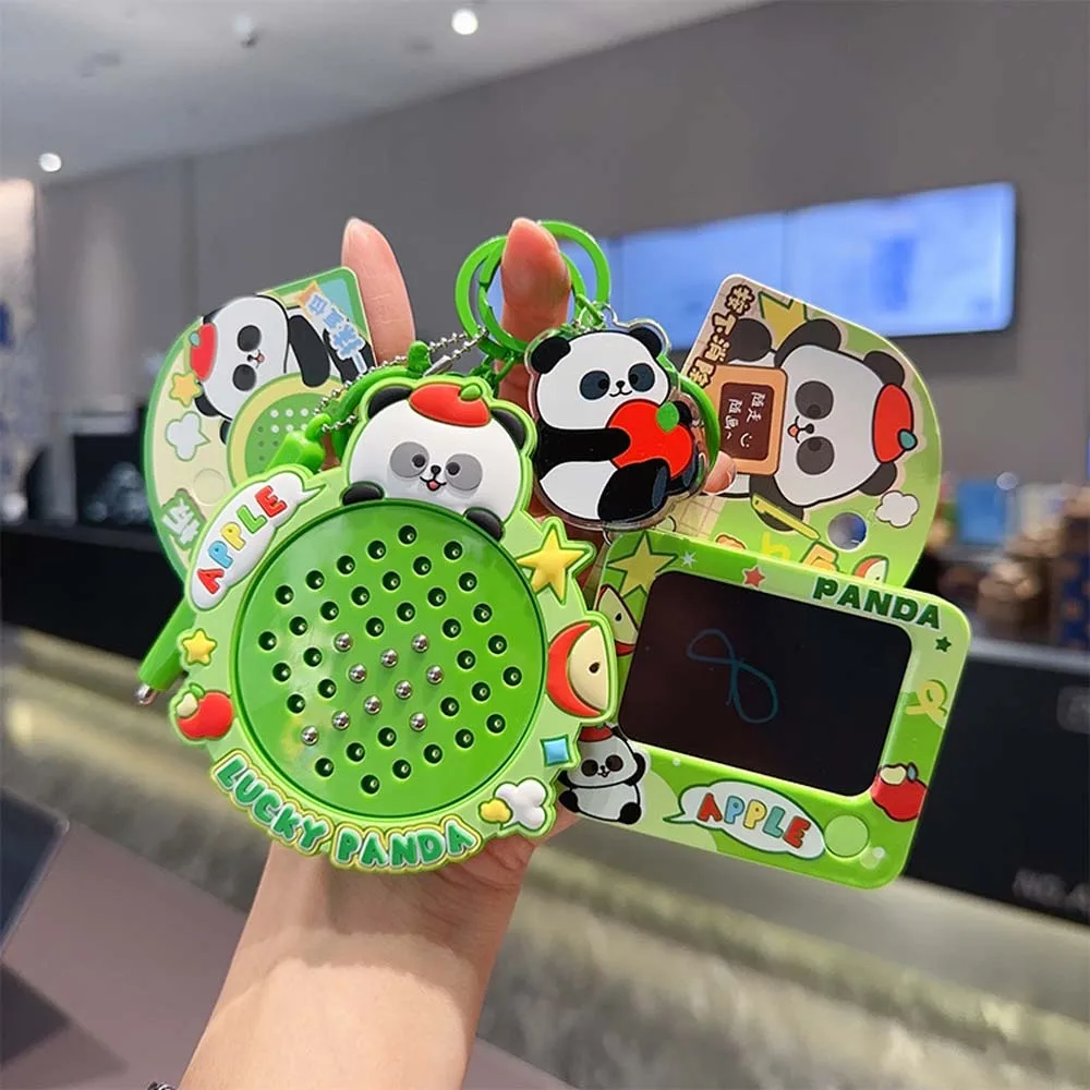 

Cartoon Magnetic Drawing Board Pendant Button Batteries DIY Cat Bag Key Ring Montessori with Magnetic Pen Funny Panda Keychain