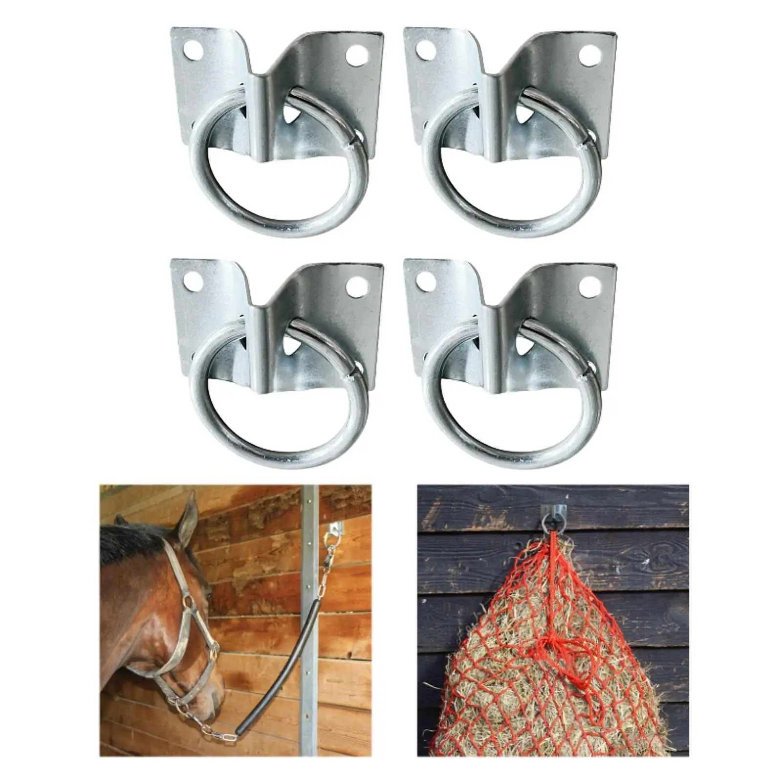 

4x Horse Tie Ring Durability Tether Horse Stable Tool Tie Ring on Plate