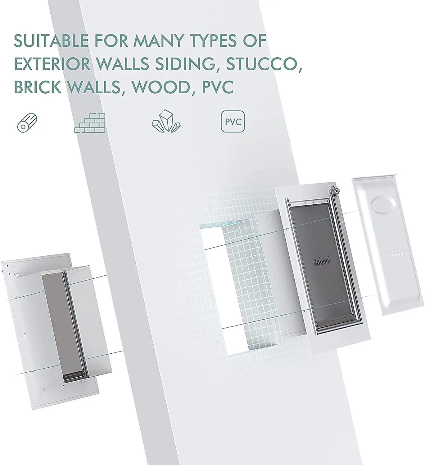 Pet Door for Wall, Steel Frame and Telescoping Tunnel, Aluminum Lock, Double Flap Dog Door and Cat Door, Strong and Durable