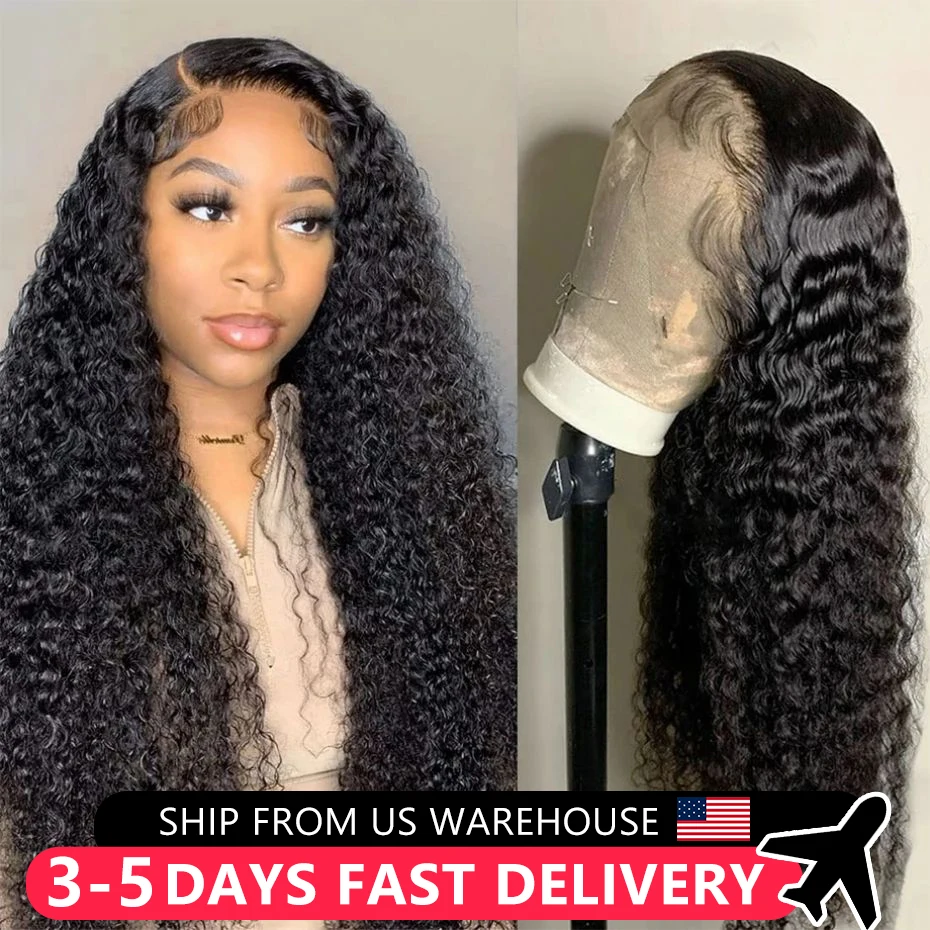 Deep Wave Wig Human Hair Pre Plucked 4x4 Curly Lace Wigs Brazilian Wet And Wavy 180% 13x4 13x6 Lace Frontal Wig For Black Women