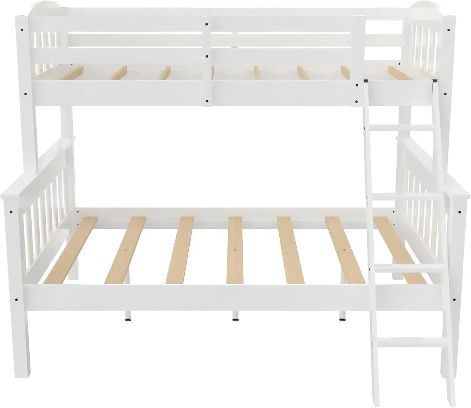 Convertible Wood Bunk Bed,Stackable and Detachable Bed Frames for Kids and Teens,with Angled Ladder,High Guardrail,Wood Slats