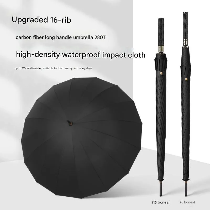 Carbon Fiber Golf Straight Umbrella For Business People Fully Automatic Rainproof Windproof Long Handle Advertising Umbrella