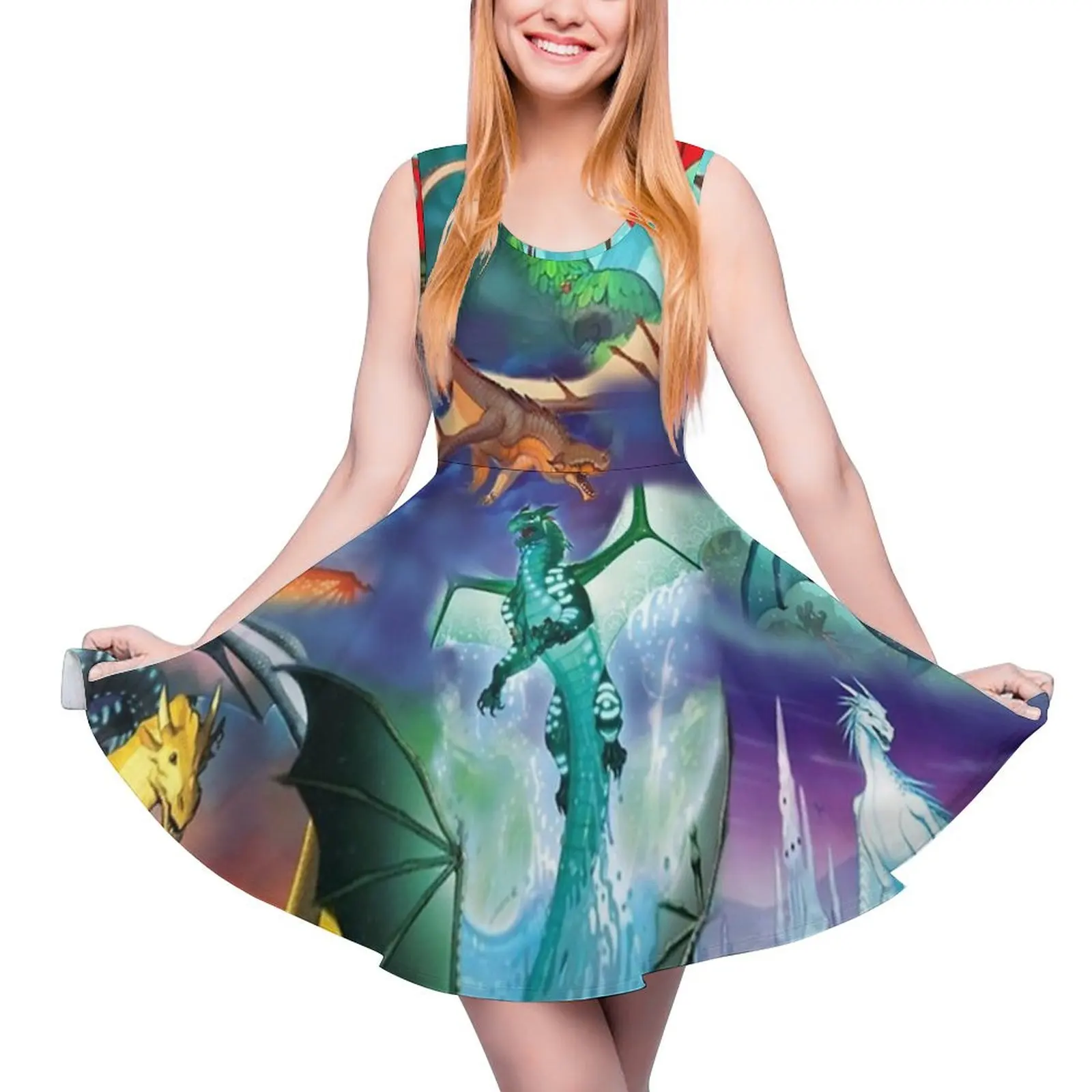 

Wing of fire all dragon Pattern Background Sleeveless Dress Women"s skirt elegant dresses plus sizes Prom gown