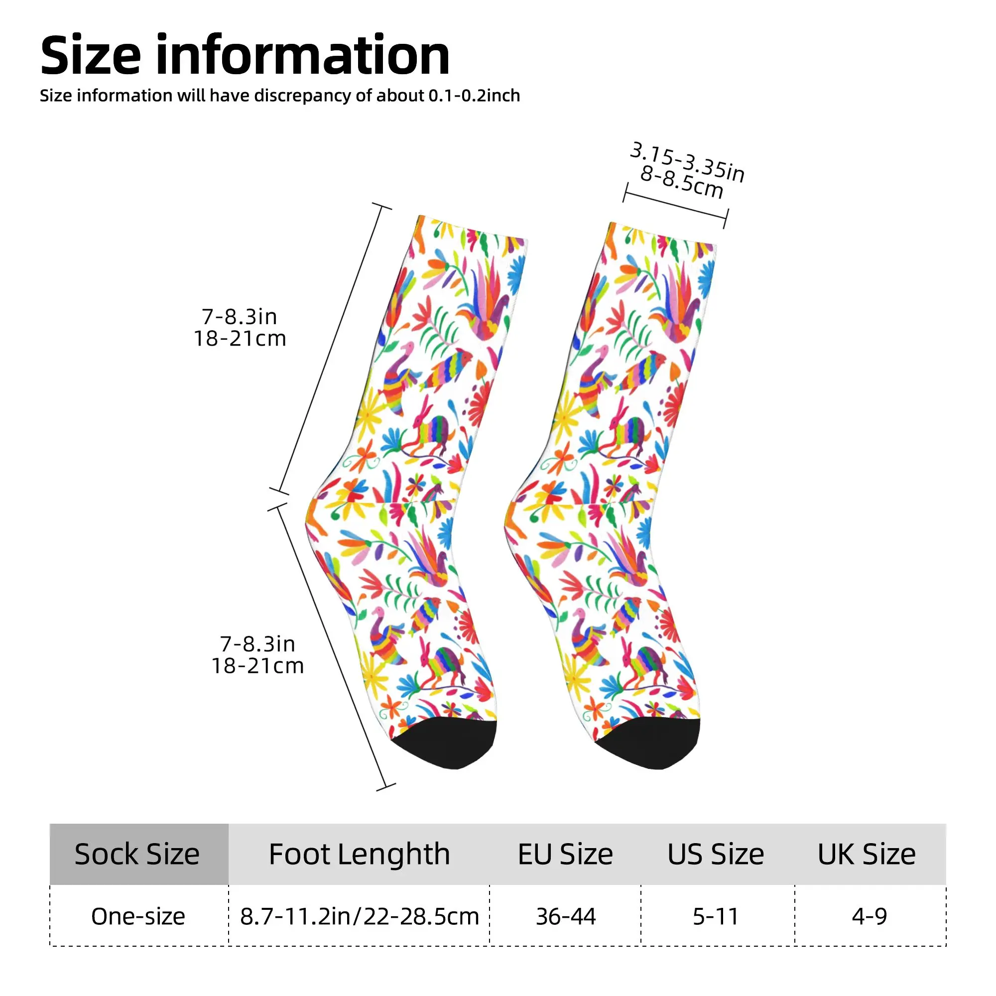 Custom Otomi Folk Mexican Art Men Women Crew Socks Unisex Cool Floral Birds Pattern Spring Summer Autumn Winter Dress Socks view 4