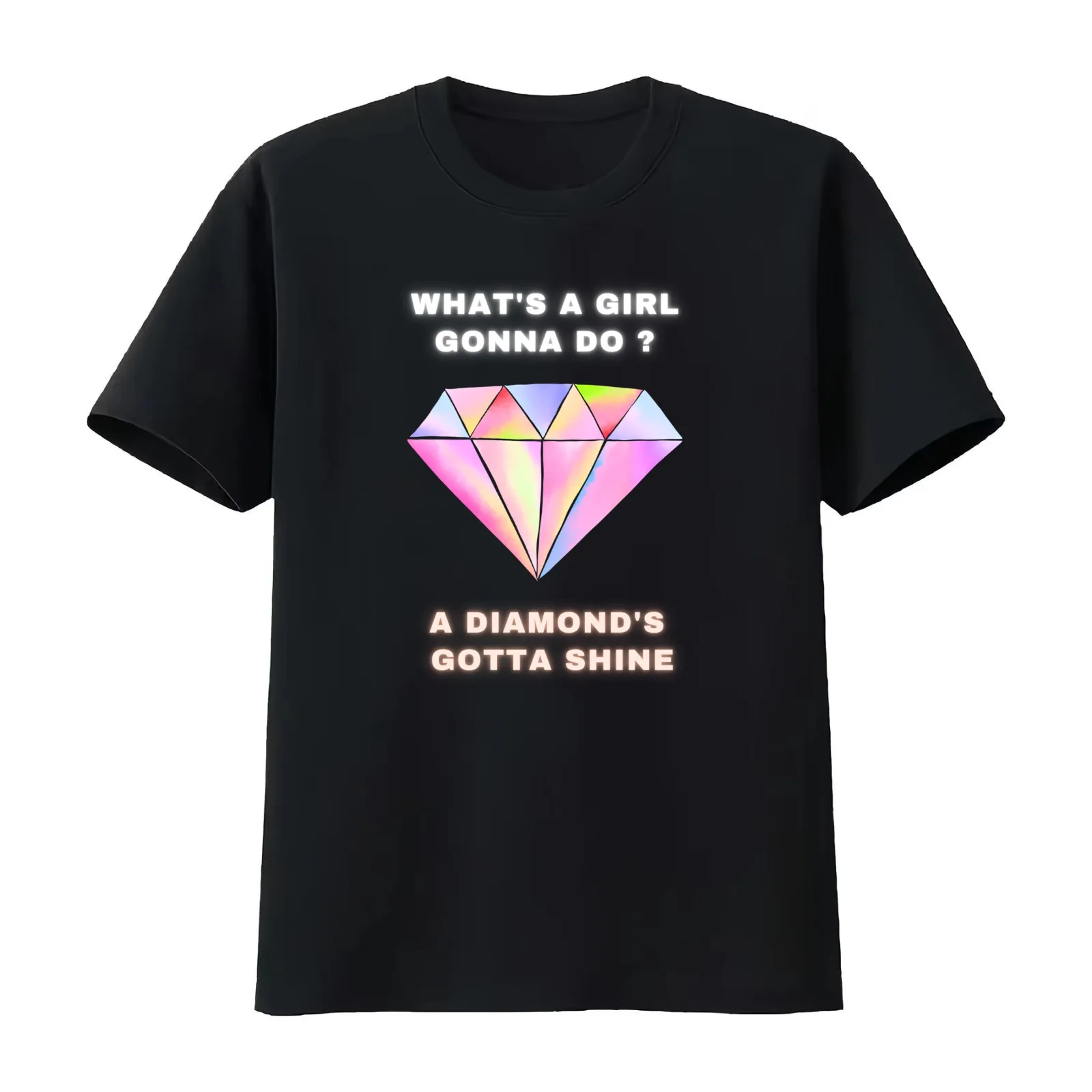 A diamond's gotta shine / bejeweled T-Shirt Summer Casual Cotton Tee Oversized Streetwear Tops Vintage Graphic Print