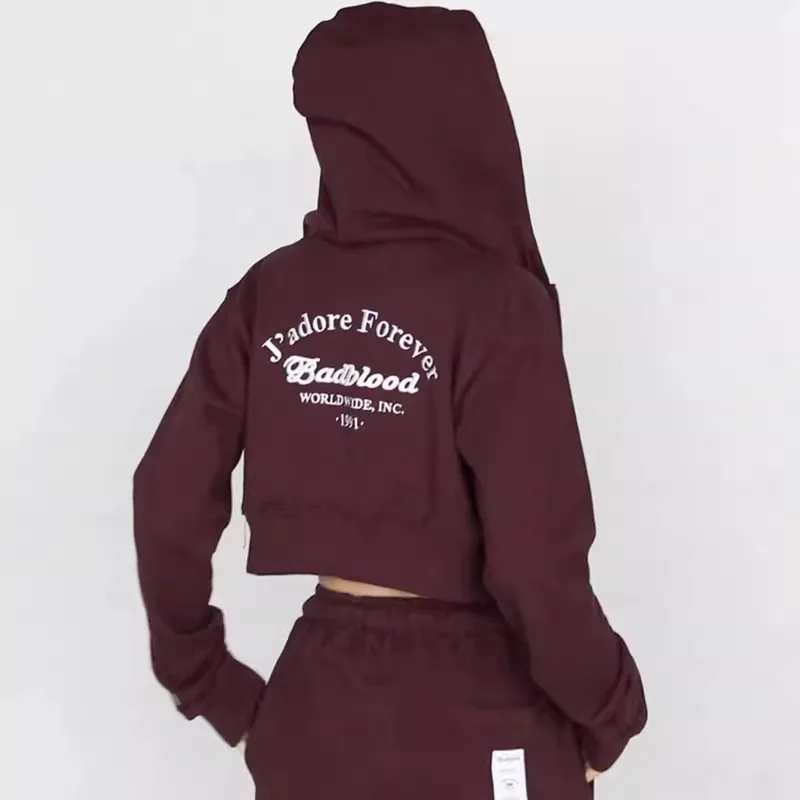 2025 Badblood Sweatshirt American Spice Girls Sweatshirt Women Loose Casual Niche Tops Hooded Short Jacket