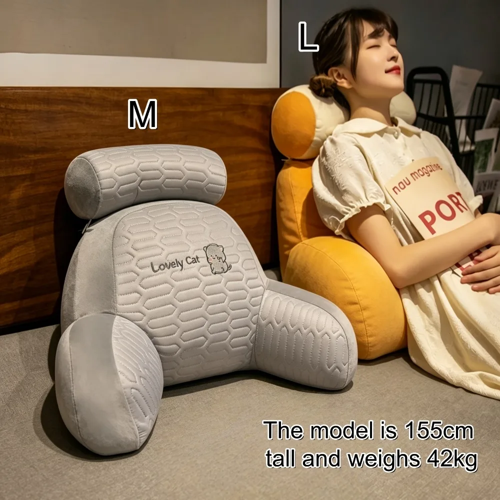 Material Bedside Reading Cushion Pillow, Soft Bag Lumbar Support Pillow, Reading Cushion Pillow, Medium-High Softness Support