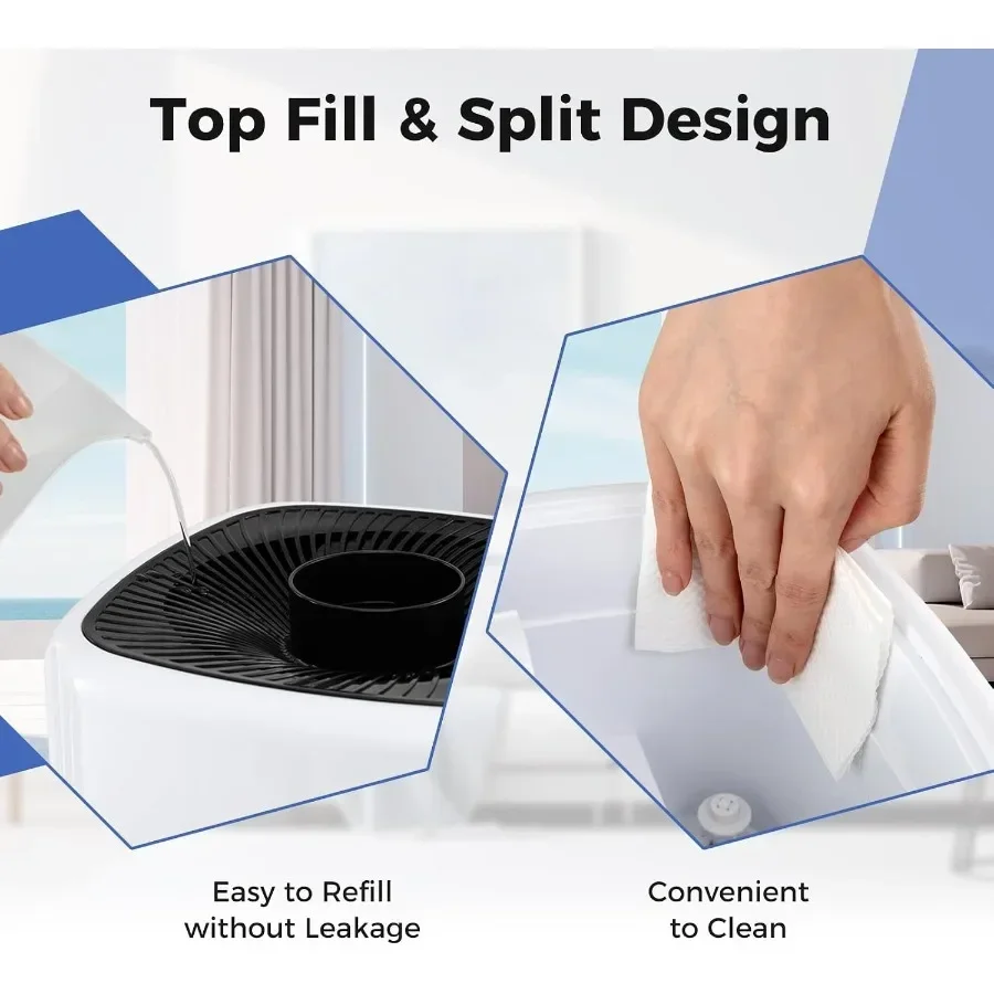 21L/5.5Gal Humidifier for Large Room, Top Fill Whole House Humidifier, 3 Mist Levels, Extension Tube, 360° Nozzles and Remote C