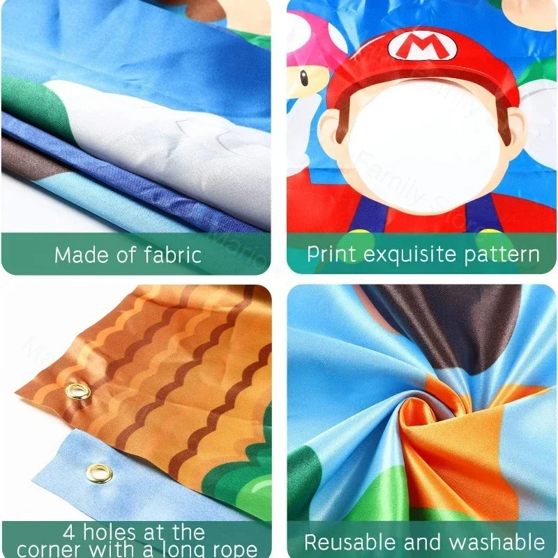 Anime Super Mario Photo Props Door Cartoon Figure Banner Birthday Party Decoration Supplies Children Game Background Accessories