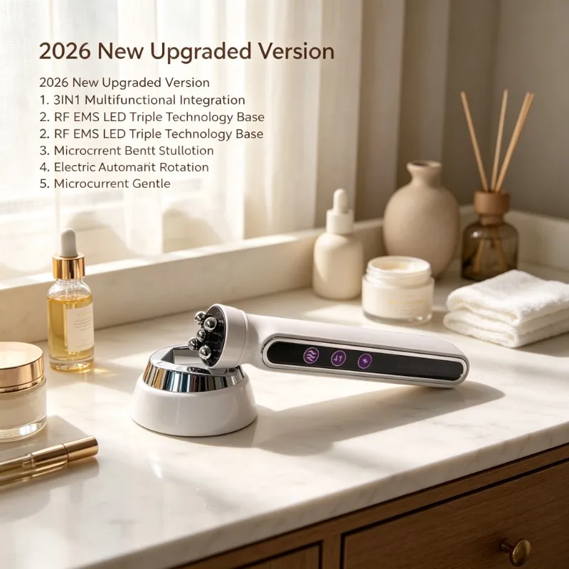 Multifunctional EMS Microcurrent Roller Massager 360 Rotary Heating Face Lifting V Line Firming Fine Lines Reduction Beauty Tool