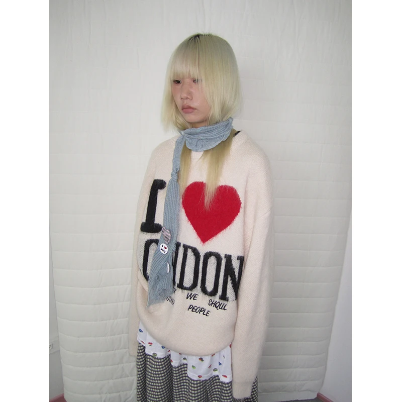 

Fall New Sle Korean Simple Embroidered Loose Casual Knitted Sweater Versatile Comfortable Breathable Soft Long Sve Women...