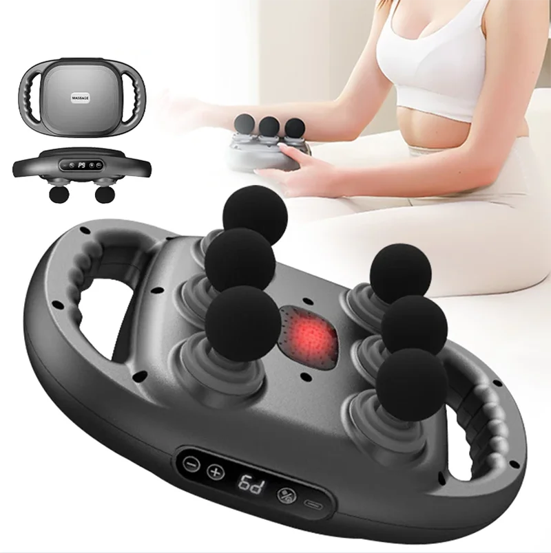 

6-Head Electric Fascia Gun High-Frequency Vibration Body Back and Waist Neck Shoulder Massager Muscle Health Care Relaxation