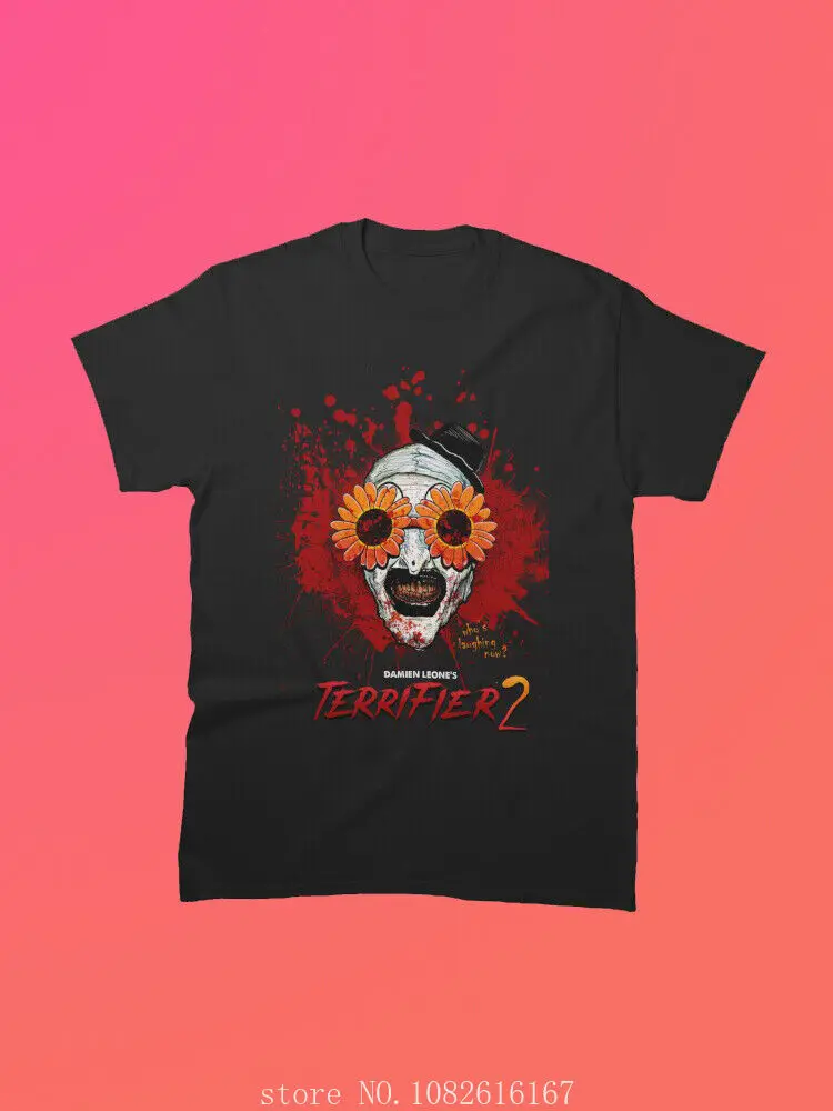 New Terrifier 2 Art The Clown Sunflower Sunglasses Black Tee Shirt Size S - 5XL wholesale cheap graphic t shirts 2024 streetwear