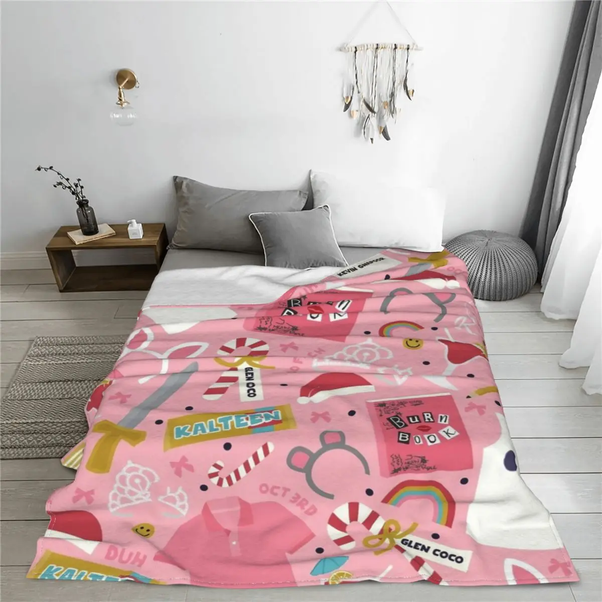 Burn Book Pink Blanket Velvet Ultra-Soft Throw Blankets for Outdoor Travel Bedspread