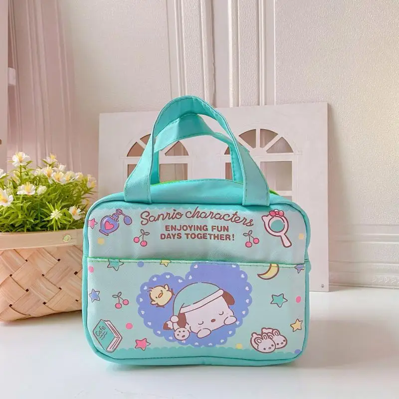 

Kuromi Girl Lunch Box Bag Cartoon Sanrio Hand-Held Storage Bag Portable Travel Anime Kawaii Cosmetic Handbag Coin Wallet Bag