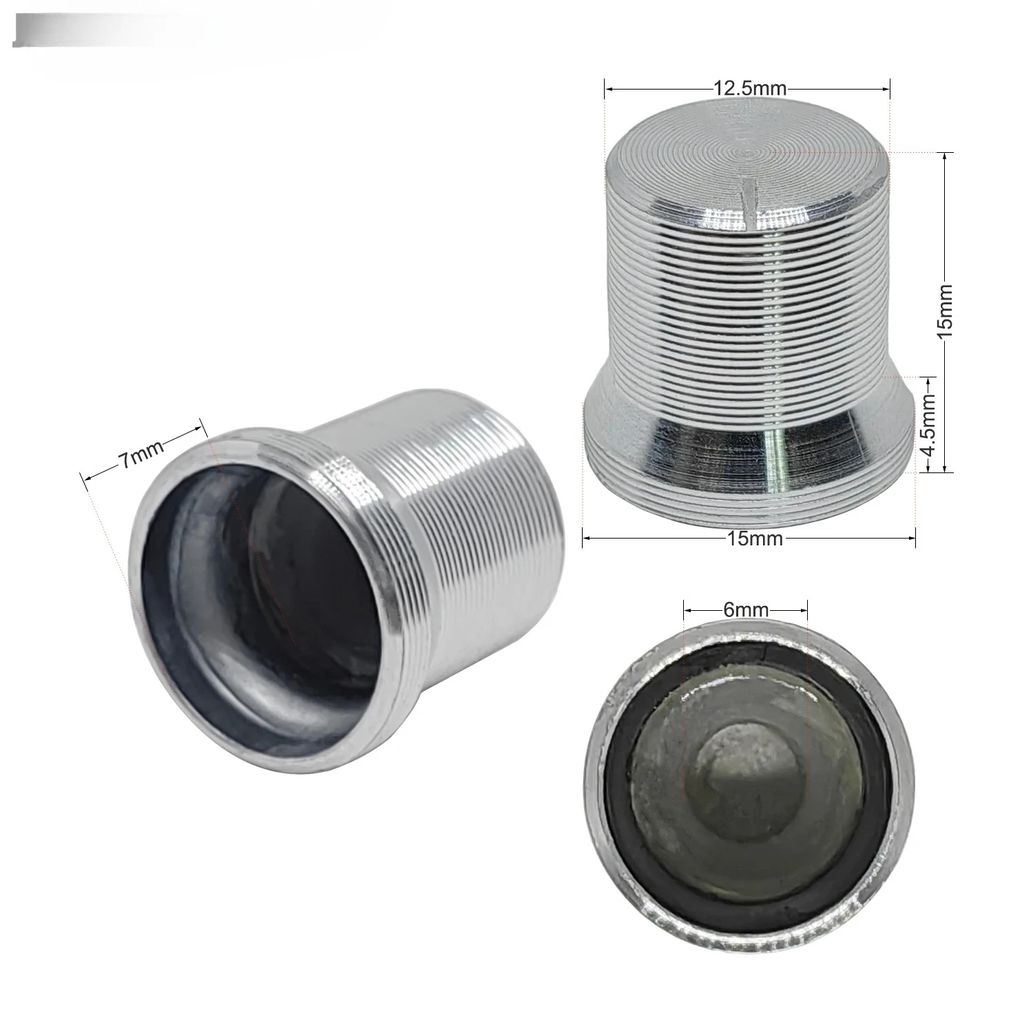 Botão de alumínio para volume de guitarra, 2 peças, tom superior 6mm, para potenciômetro, controle de volume, botões rotativos, diâmetro 13mm 15mm 26mm