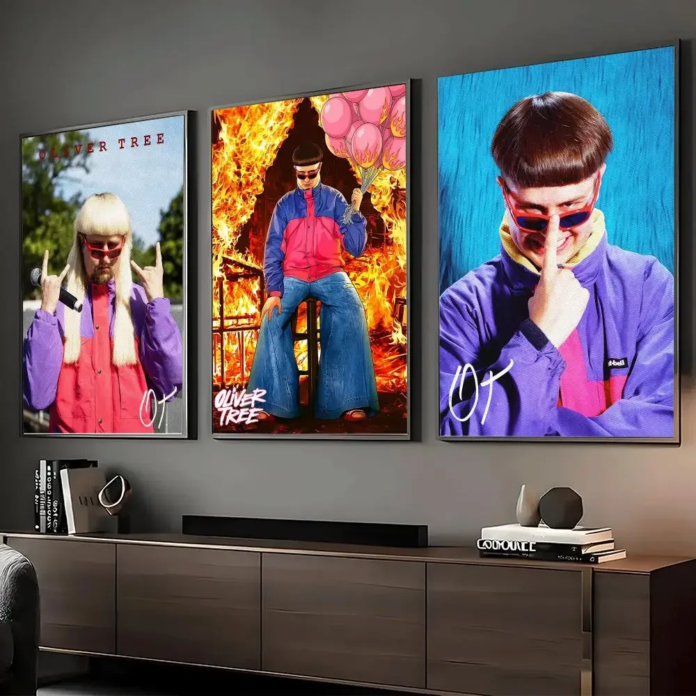 Singer Music Album O-Oliver Tree Poster Self-Adhesive Wall Sticker Mural Art Print for Bedroom Living Room Hallway Home Decor