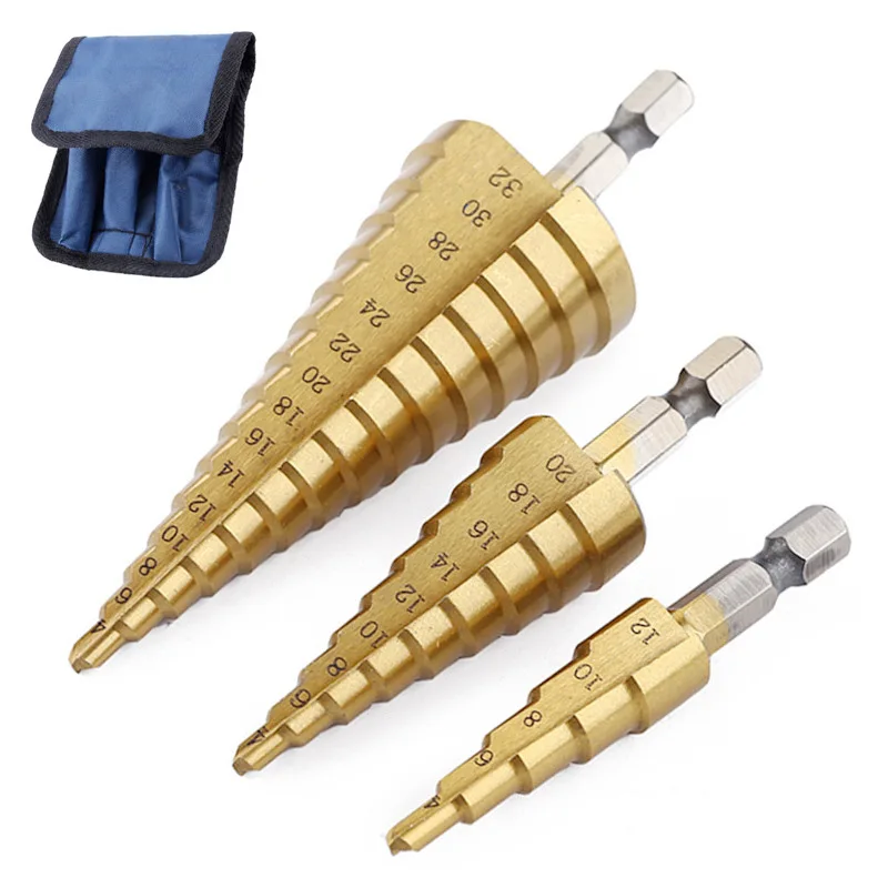 

Professional Step Cone Drill Bit with 1/4 "mm Titanium Coating The Best Choice for Wood and Metal Electrician and DIY