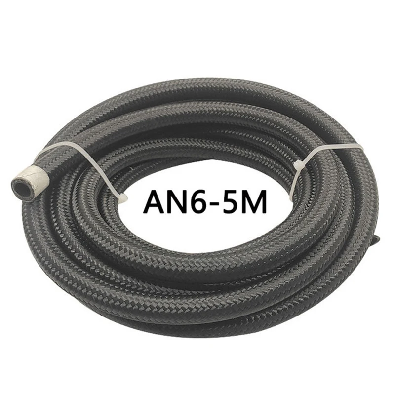 5M AN4 AN6 AN8 AN10 Hose Oil Fuel Hose Oil Gas Cooler Hose Line Pipe Tube Nylon Stainless Steel Braided Inside CPE Rubber