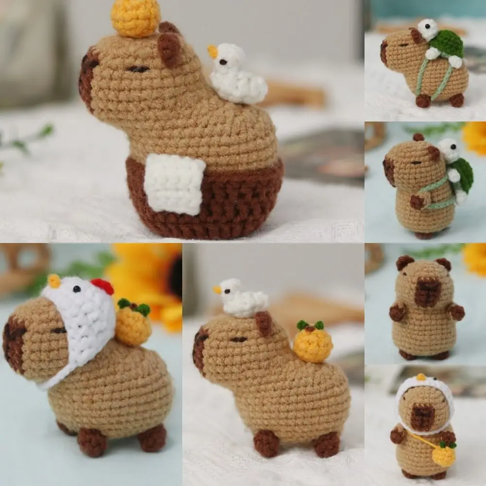 1PC Cute Beginner Crochet Stuffed Animal Kit Handmade with Crochet Hooks Capybara DIY Crochet Kit DIY Set Guinea Pig Yarn Set