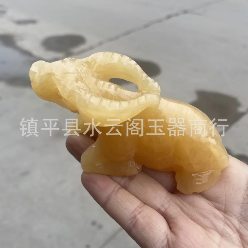

Wholesale Beige Jade Zodiac Ox Prosperous City Ox Desktop Ornament Beige Jade Lying Ox Home Decor Ox Spirit Soaring Ornament