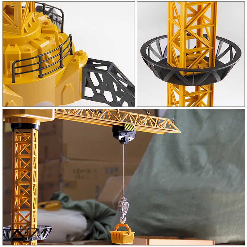 2.4G 6CH 128CM Remote Control Excavator Tower Crane 680 Rotation Lift Model With Light Sound  RC Engineering Toy For Kid Gift