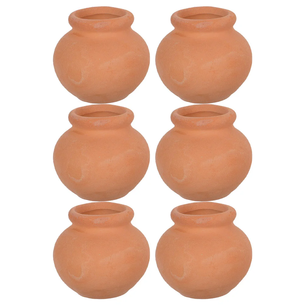 6 Pcs Small Rounded Terracotta Pots Fleur Plant Saucers for Outdoors Indoor Flower Plants Holder Pottery