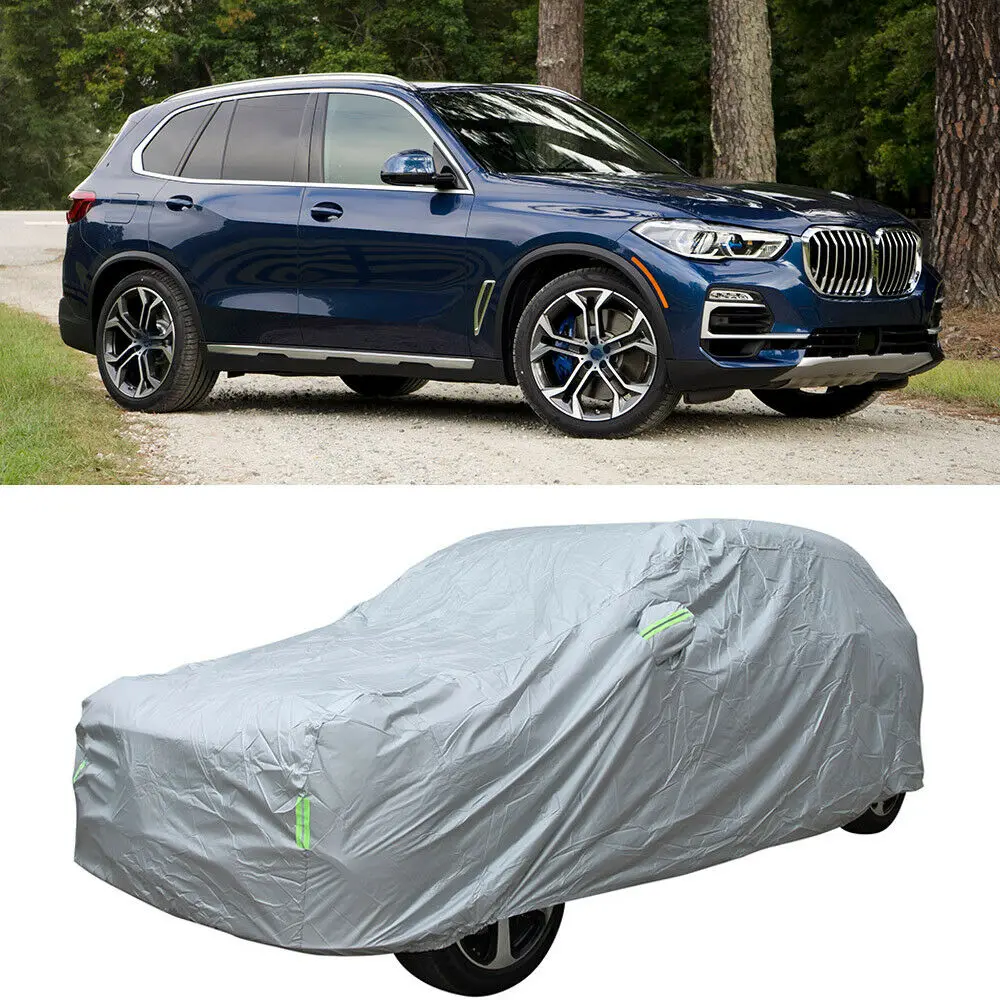 Universal SUV Full Car Covers Indoor Outdoor Windproof Anti Dust Sun Rain Snow Protection UV Car Silver Case Cover L/XL