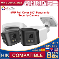Hikvision-Compatibele 4K 8mp 2.8mm Lens 170 °  Panoramische IP Camera Md2.0 Tweerich tingsges prekken Thuis CCTV Poe camera