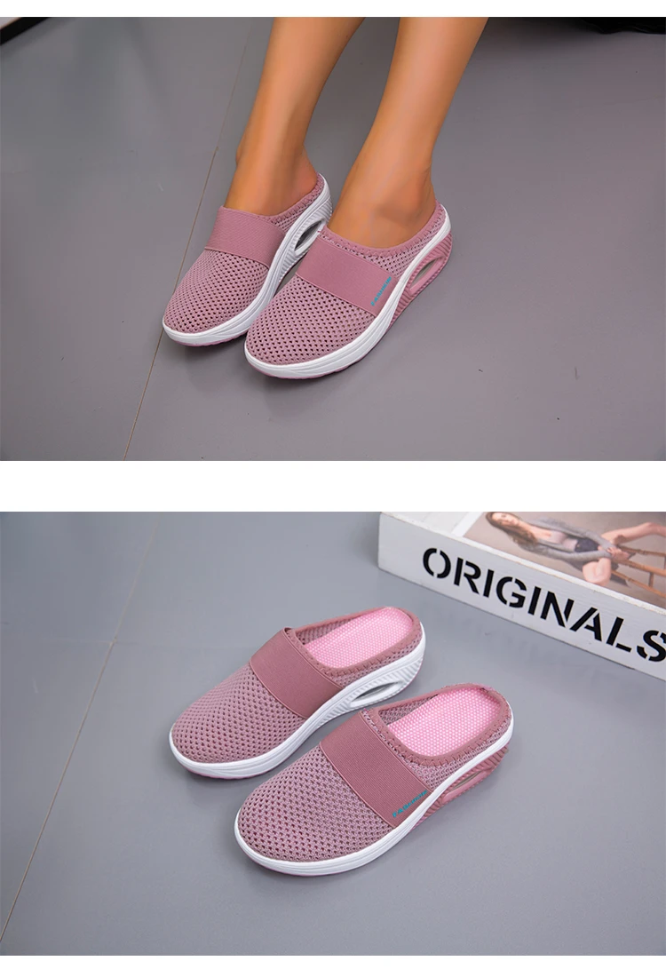 2025, Sommer europäische und amerikanische große Baotou-Halbhausschuhe für Damen, Mesh, ohne Absatz, Slip-on-Damenschuhe, flache Schuhe – Detail 27