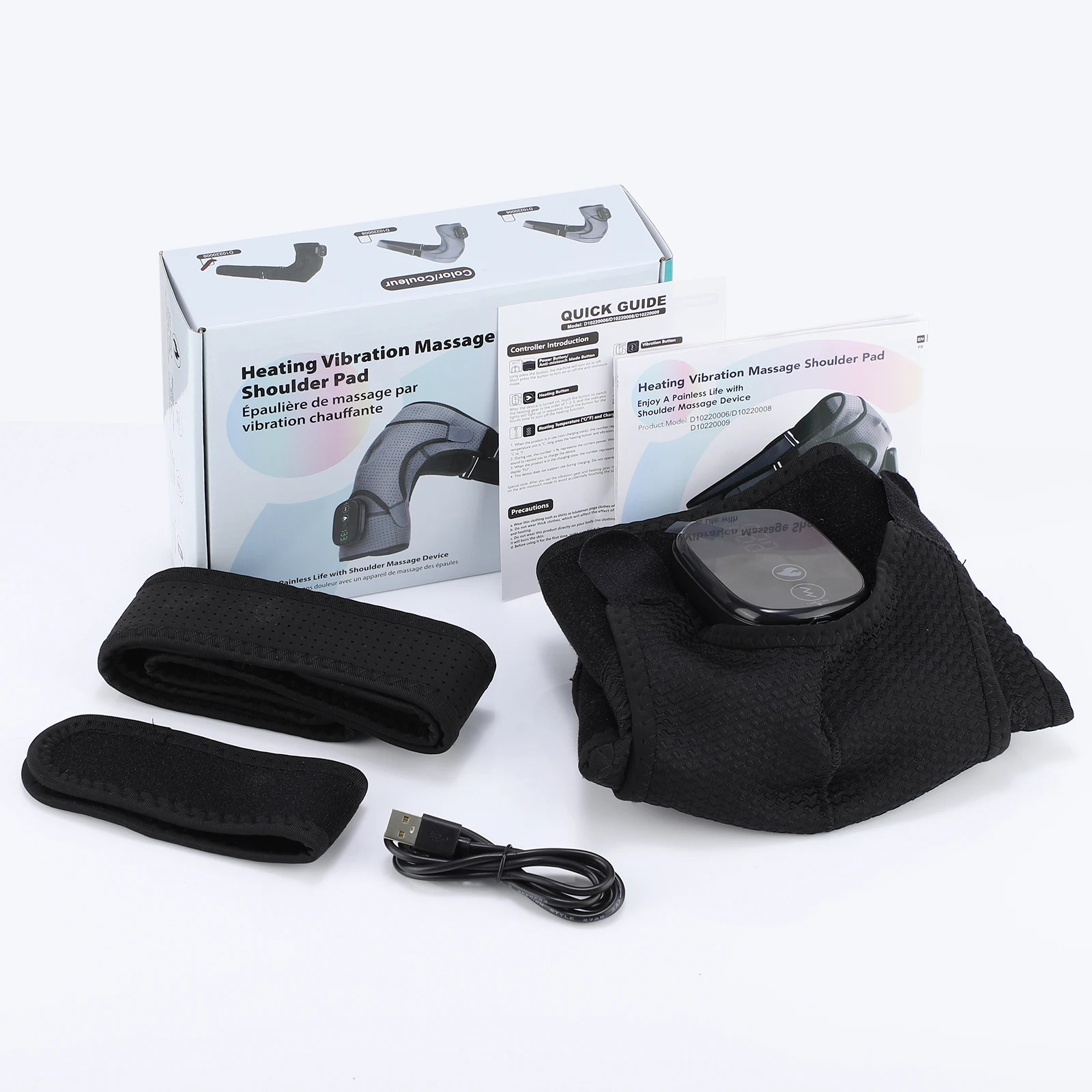 Heated Shoulder Massager Wrap Electric Vibration Massage Support Strap Smart LED Display Cordless Heating Pad Muscle Relaxation