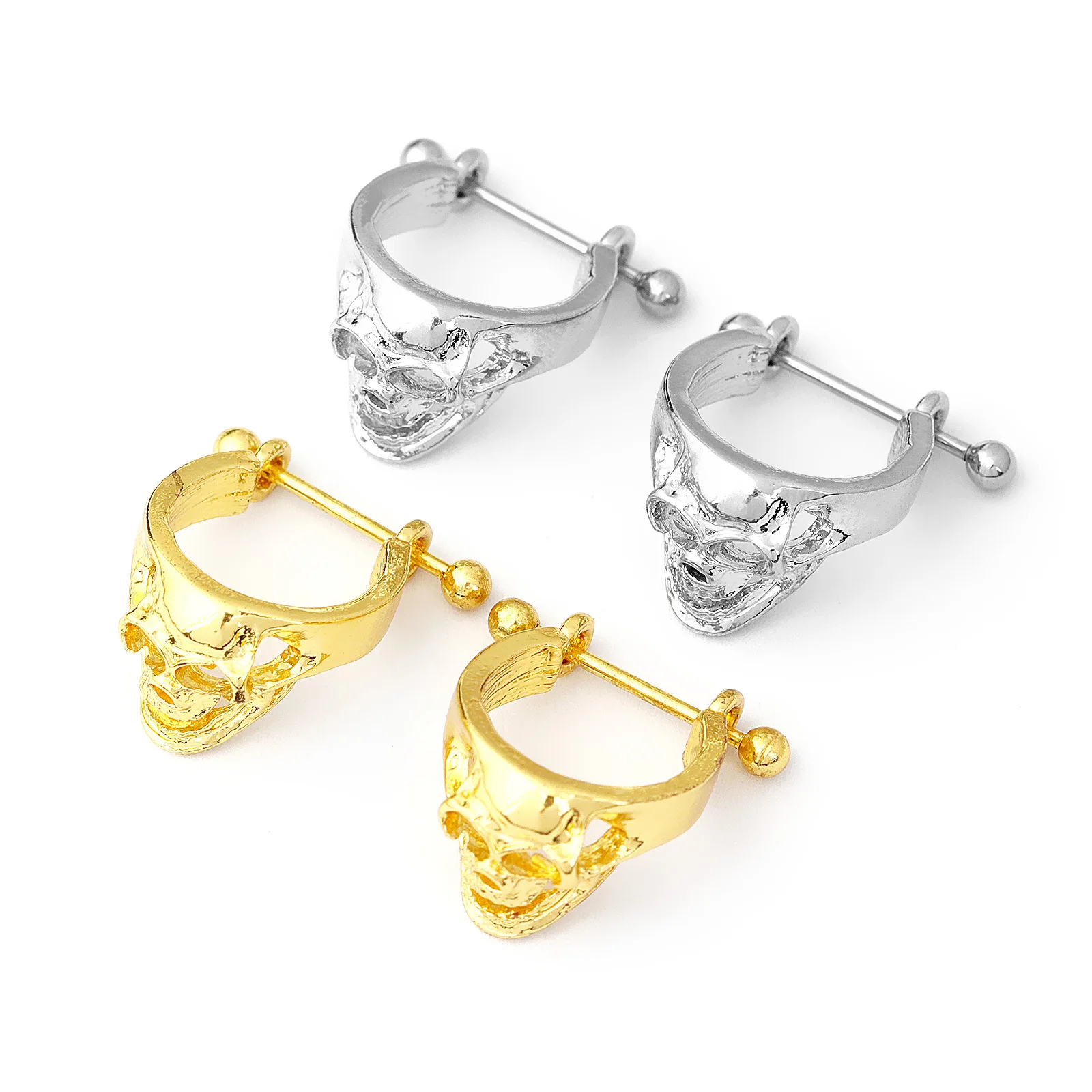 Stainless Steel Skull Stud Earrings Jewelry Chest Piercing Jewelry
