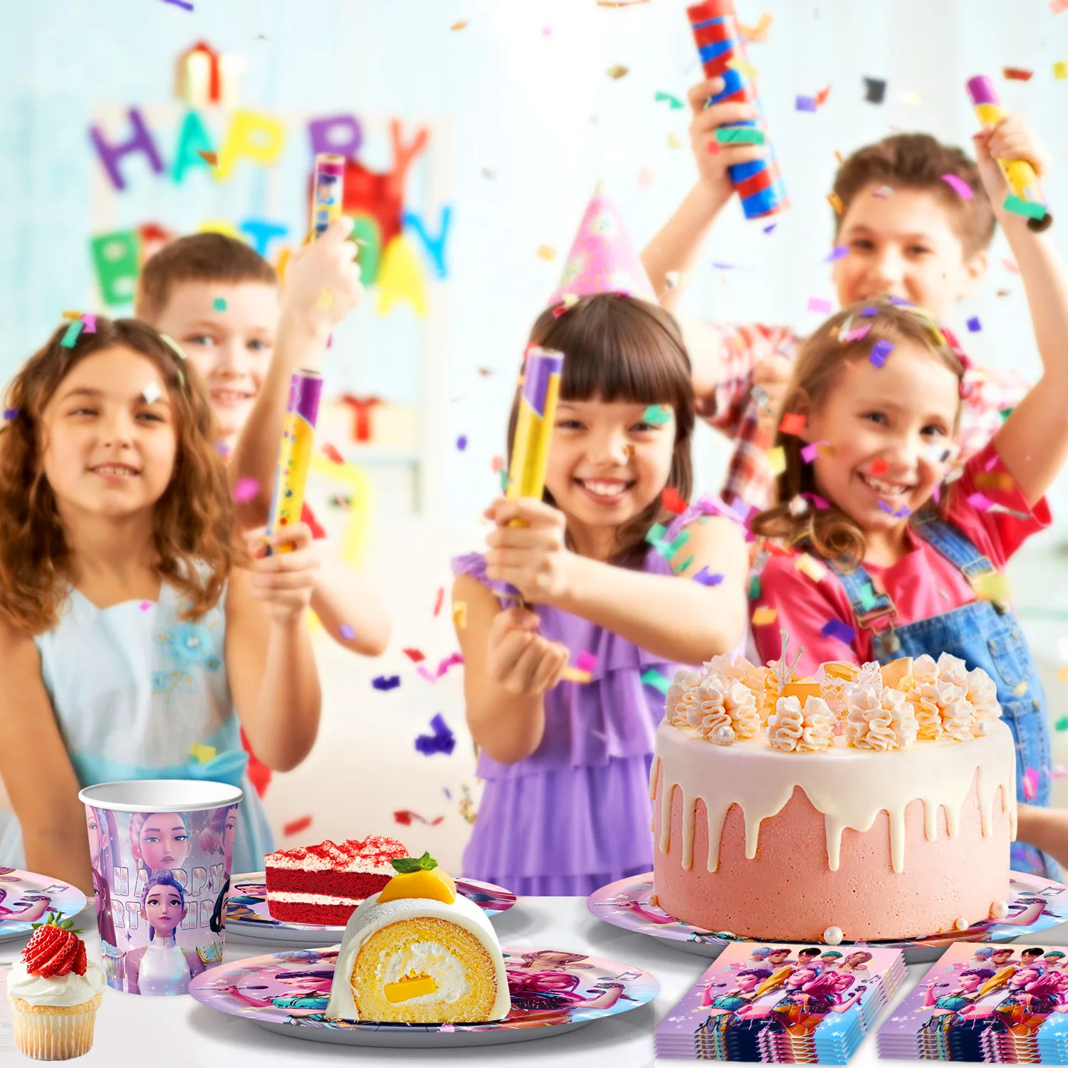 شيطان الصيادين كعكة توبر ساجا بنين كعكة الزينة Kpop موضوع كعكة ديكور بريق عيد ميلاد سعيد القبعات العالية لمستلزمات الحفلات