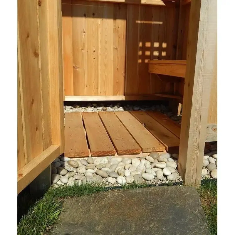 Modern Rectangle Framed Hinged Shower Room Kit for Outdoor Hotel Pool Dressing Area Fir Wood Design