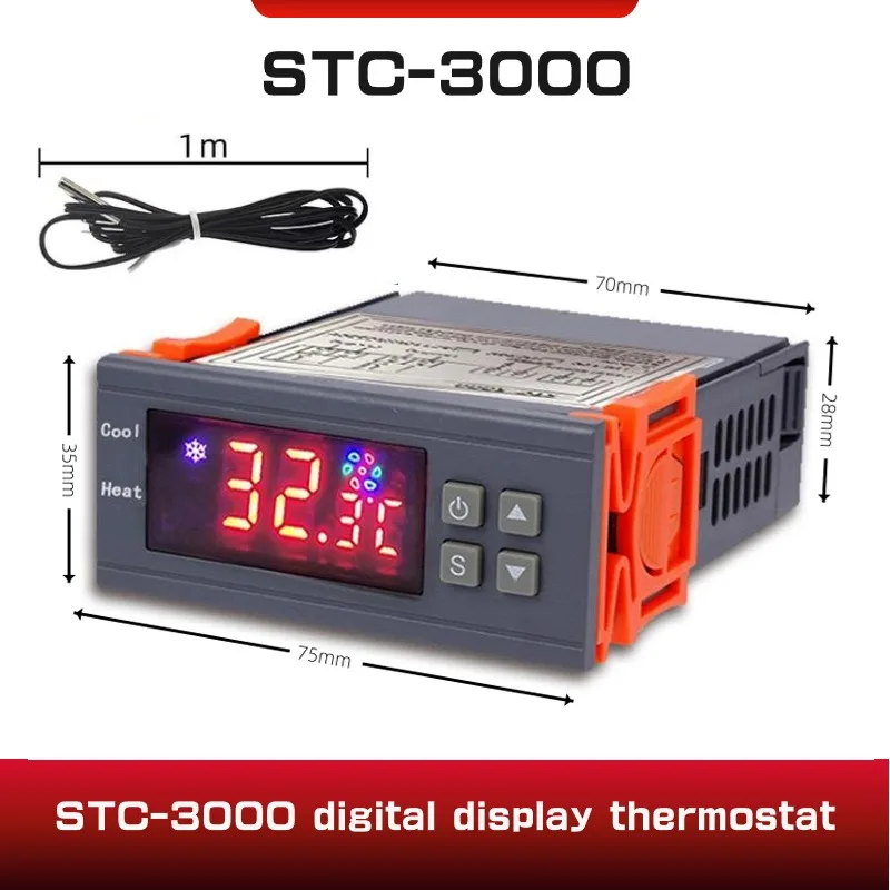 STC-3000 Digital Temperature Controller Thermostat Thermoregulator Temperature Sensor Relay Heating Cooling Incubator STC3000