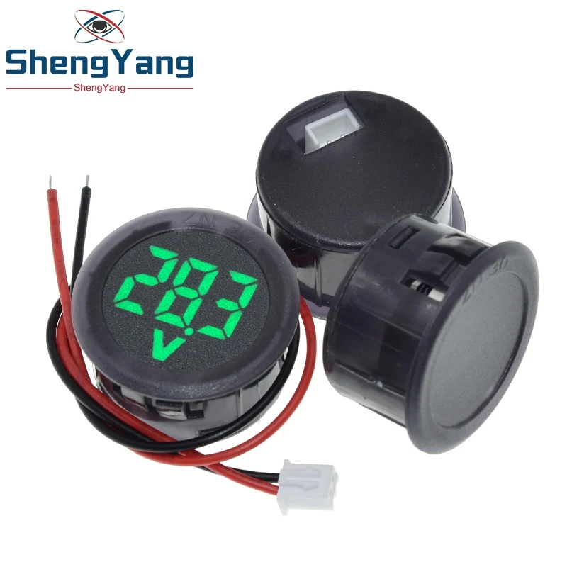 DC5-100V Digital Voltmeter LED Digital Display Circular Voltmeter Car Voltage Current Meter Volt Detector Tester Monitor Panel image 5