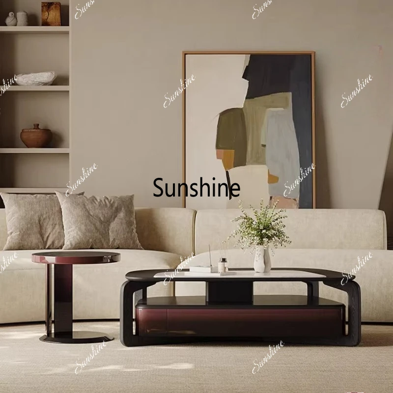 

Итальянский кофейный столик из мрамора в стиле лёгкой роскоши для гостиной, высококачественный кофейный столик с функцией хранения для дома