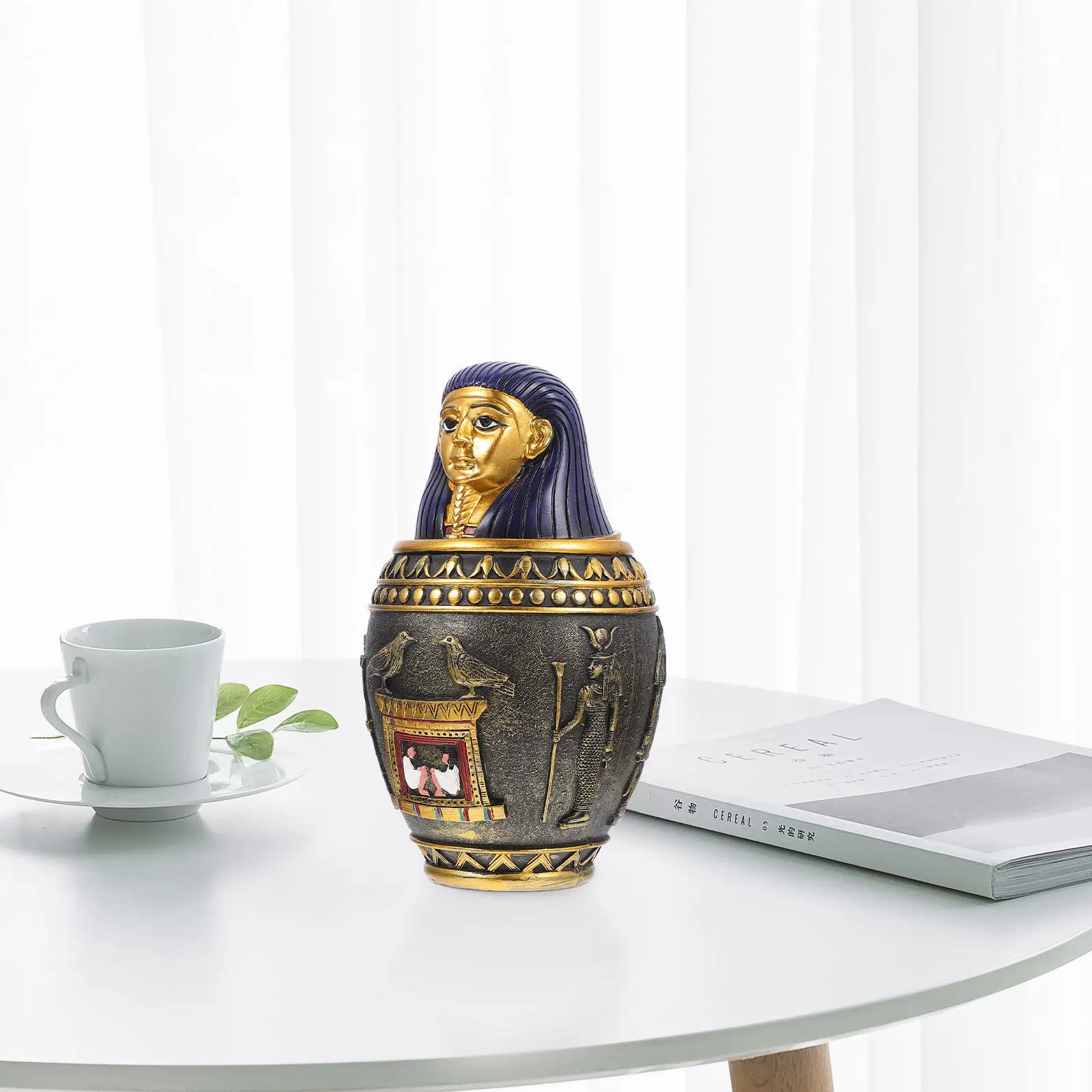 Adorno de Jarra Canópica Egipcia de Resina Premium, Estilo Egipcio Antiguo, Decoración para el Hogar, Sala de Estar, Dormitorio, Adorno de Escritorio, Artesanía de Resina
